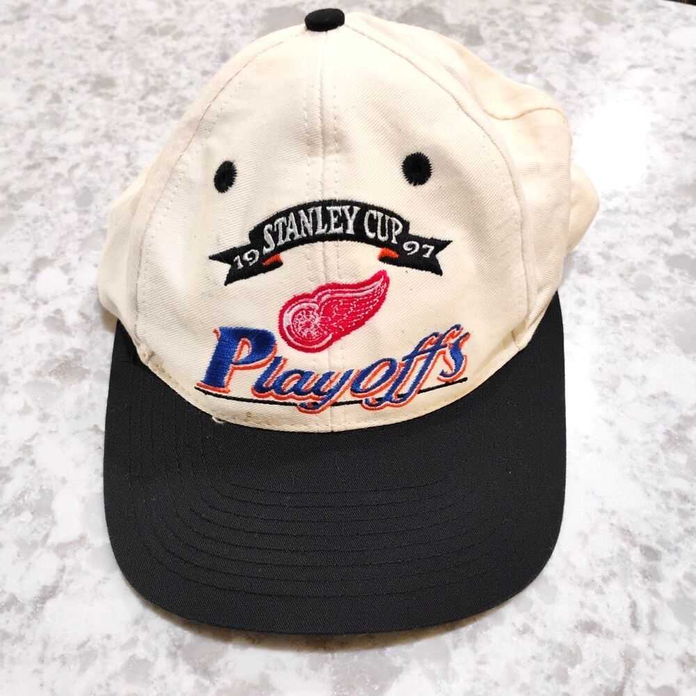 Vintage 1997 NHL Stanley Cup Playoffs Snapback Hat Cap Logo 7 White Hockey - Picture 1 of 7